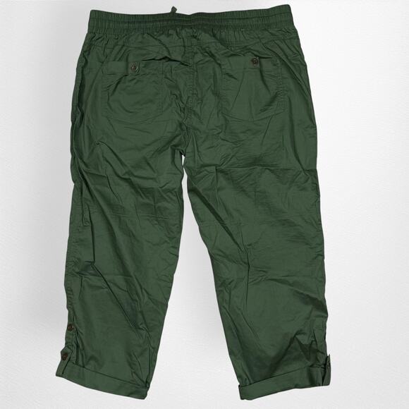 Womens Star Style Green Cargo Capri Pants Size XL - Picture 2 of 6